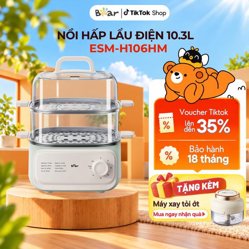 Nồi Lẩu Hấp Đa Năng Bear DZG-UA0P8, Dung Tích Lẩu 3L, Dung Tích Hấp 7.3L, Công Suất 1300W, Phù Hợp Sử Dụng Cho Cả Gia Đình, Lẩu Hấp Đa Năng, Sử Dụng Đơn Giản, Bảo Hành 18 Tháng