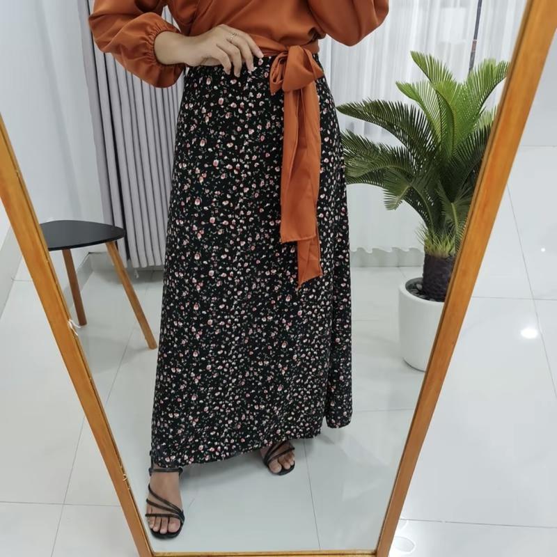 Product Introduction of Floral Skirt | Rok motif bunga| Korean skirt | Rok A line | pattern midi skirt | Korean Style | Rok wanita Panjang Casual Bawahan 25
