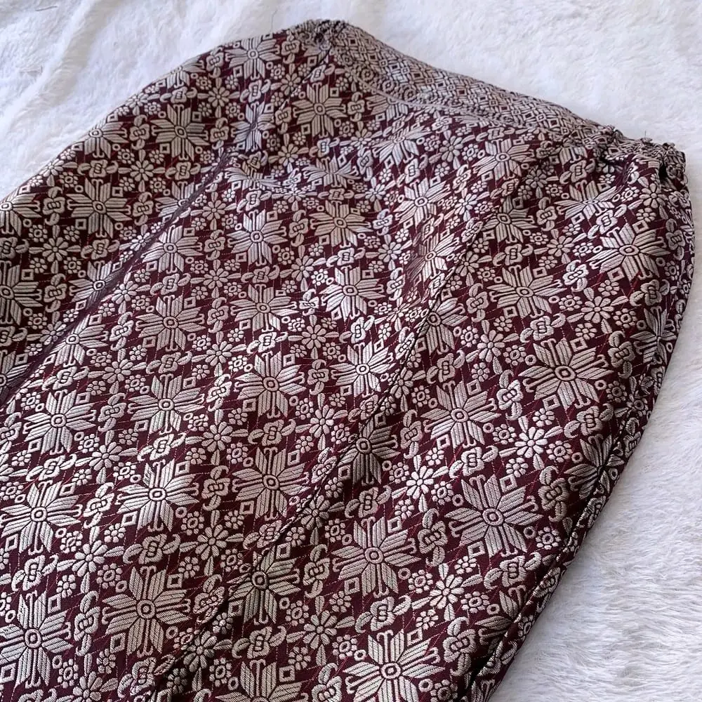 Rok span/rok songket palembang/rok songket span/rok songket kebaya/rom songket melayu Wanita Kancing Karet Tenun Motif Panjang Bunga Batik Bawahan