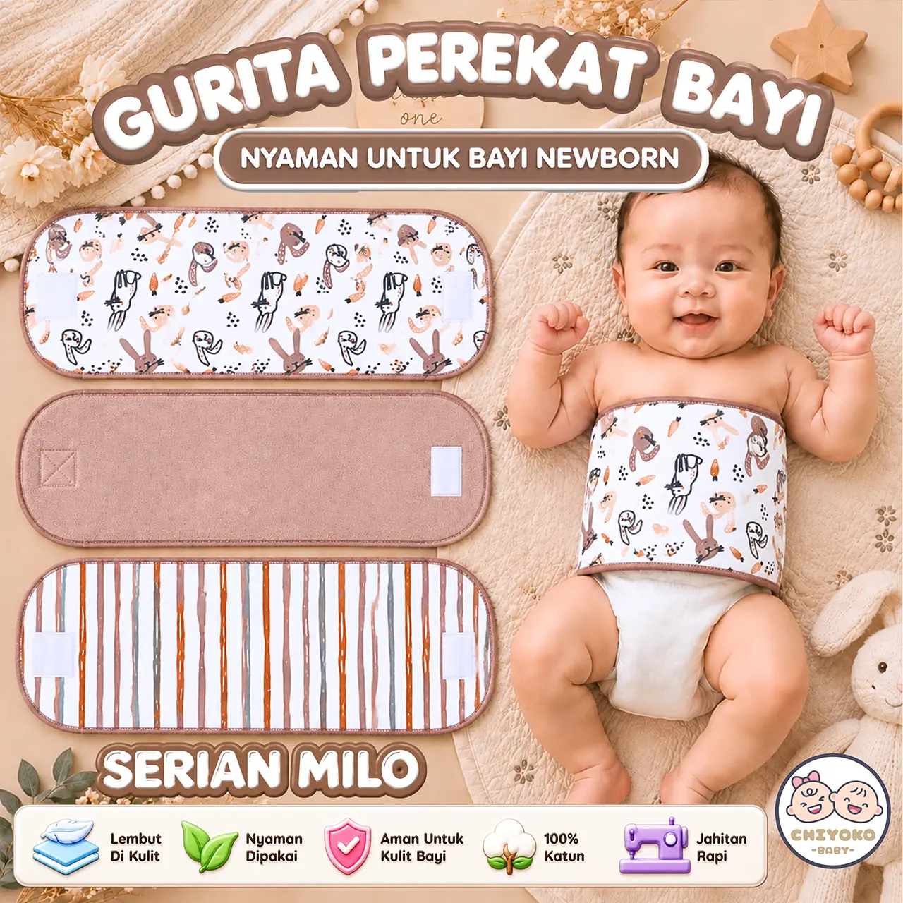 6 Pcs Gurita PEREKAT Bayi Baru Lahir Serian MILO Chiyoko Baby SNI