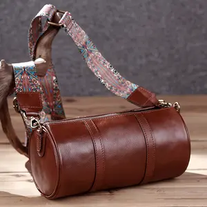 【COD】2025 Tas Silinder Retro Artistik Gak Pasaran Harga Langganan Terbaik Selempang Cokelat Kuning Khaki Gaya Casual Fleksibel untuk Acara Santai hingga Formal