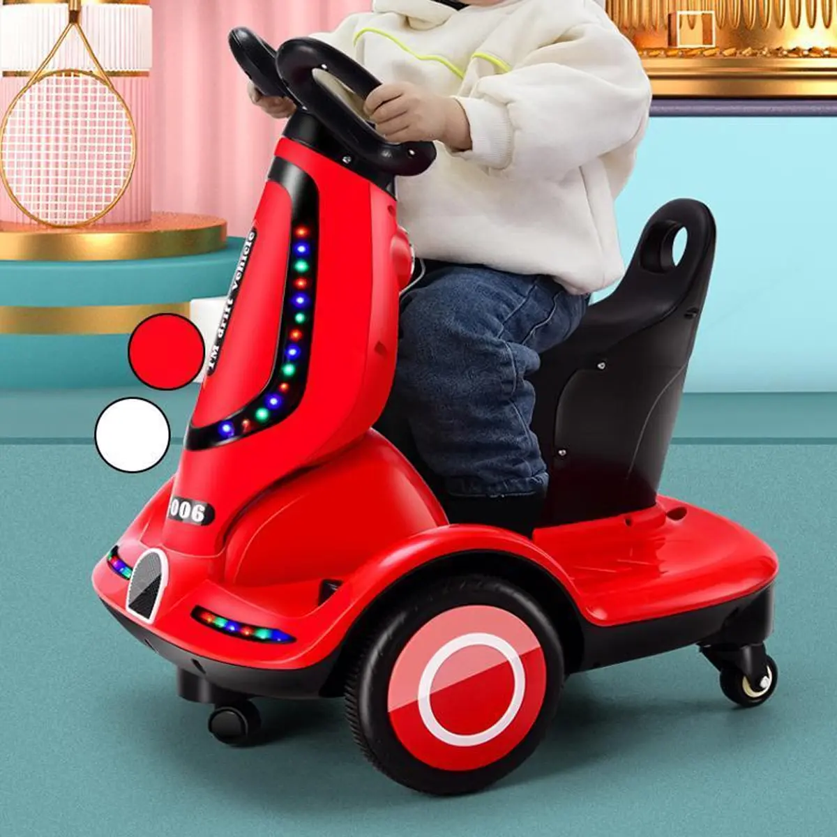 Cutiehaus Electric Music Light Children Electric 360 Degree Rotating Motorcycle Balance Drift Car