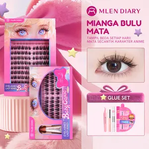 MLEN DIARY Bulu Mata  MANGA=Baby Comic Bulumata Palsu  D Curl Individu Dapat Digunakan Kembali - Panjang  Bulumata 10-14mm Extension eyelash