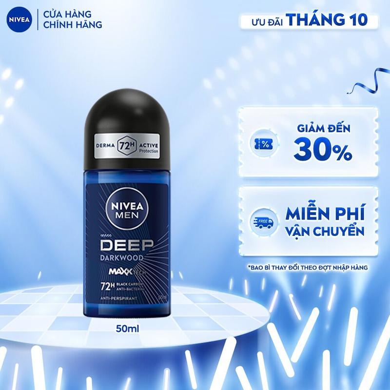 Lăn Ngăn Mùi NIVEA MEN Deep Than Hoạt Tính (50 ml) - 80031/85366