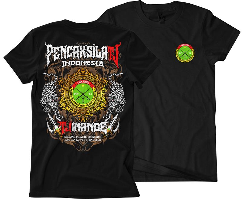 Kaos Pencaak Silat Tjimandes Indonesia Cotton Combed 30s Pria Hitam Slimfit - Nyaman, Standar, High Baju Casual Lokal Distro Sablon Panjang Tshirt Keren Unik 0
