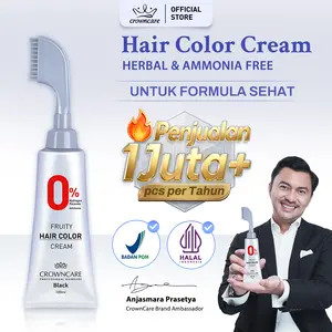 [ Kualitas Terbaik, Hasil Instan] Halal-CrownCare Hair Coloring Cream Penghitam Rambut Uban | Sisir Pewarna CC | Fruit-scented Krim Pewarna Rambut Wangi Membantu menghitamkan uban, menghitamkan rambut Dengan Sisir Cat Dye No SLS Ammonia free