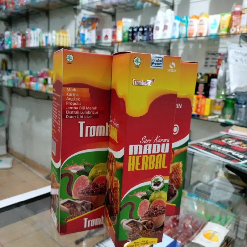 Sari Kurma Madu Herbal TromboFit Angkak daun ubi jalar propolis jambu biji extrak cacing madu kurma 1