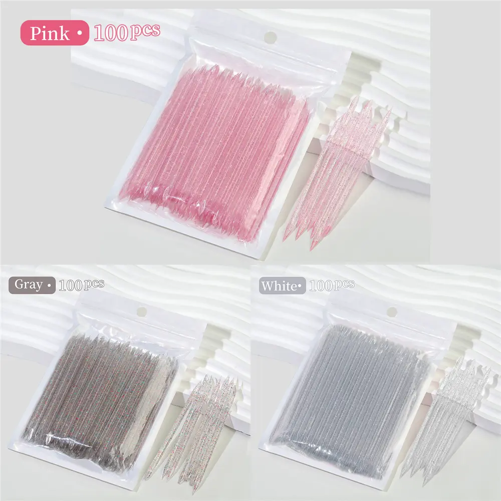 100pcs double-ended manicure crystal dot drill wand dead skin pusher / Nail Art Glue Remover Stick Embossing Stick / Nail cuticle removal push