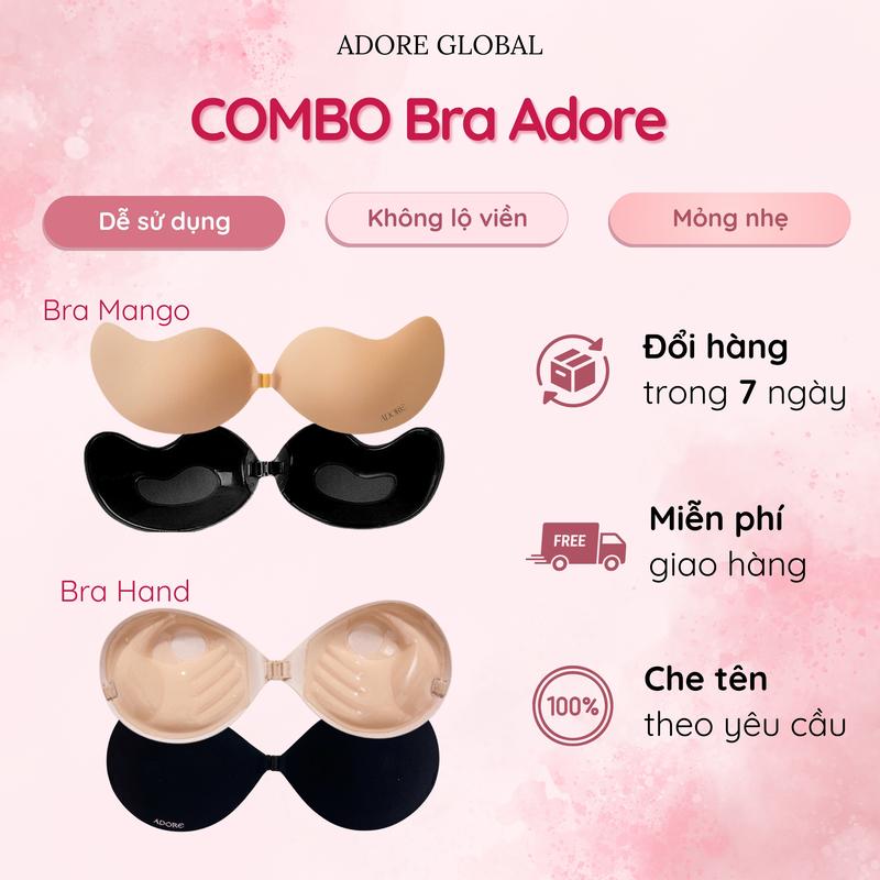 ADORE Combo Miếng Dán Ngực Xoài + Có Lỗ Cài Trước Tạo Khe Đẩy Ngực Bám Dính Tốt Bra Mango + Bra With Hole Tái Sử Dụng Lỗ Thoáng khí Mix màu Nữ