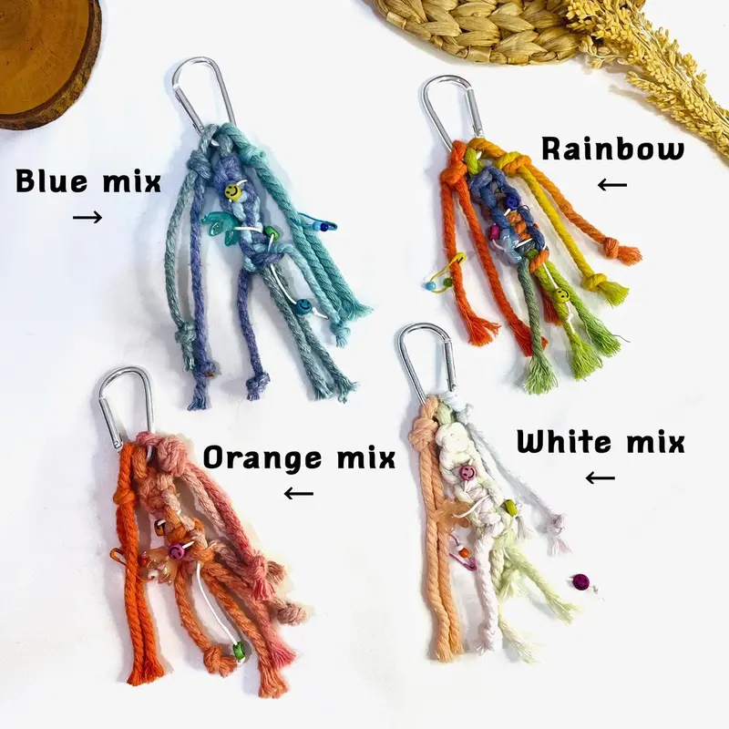 BAG CHARM MACRAME/GANTUNGAN MACRAME/GANTUNGAN TALI RAINBOW /GANTUNGAN MACRAME aksesoris tas aesthetic y2k jibbitz bocyn jellycat charms ransel 0