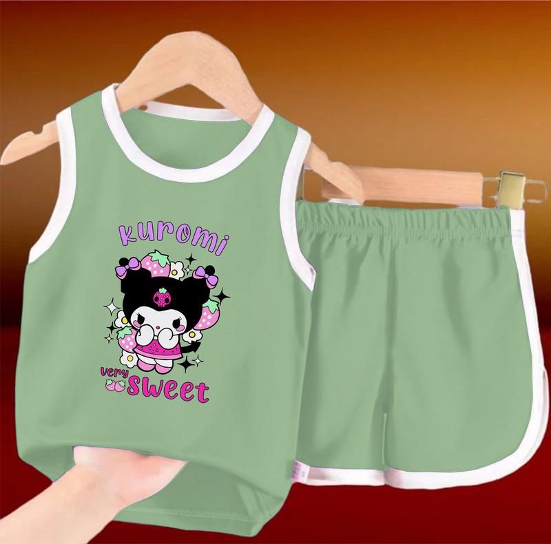 Luwi Kids Setelan Singlet Anak Motif Kuromi Sweet Celana Fashion 5