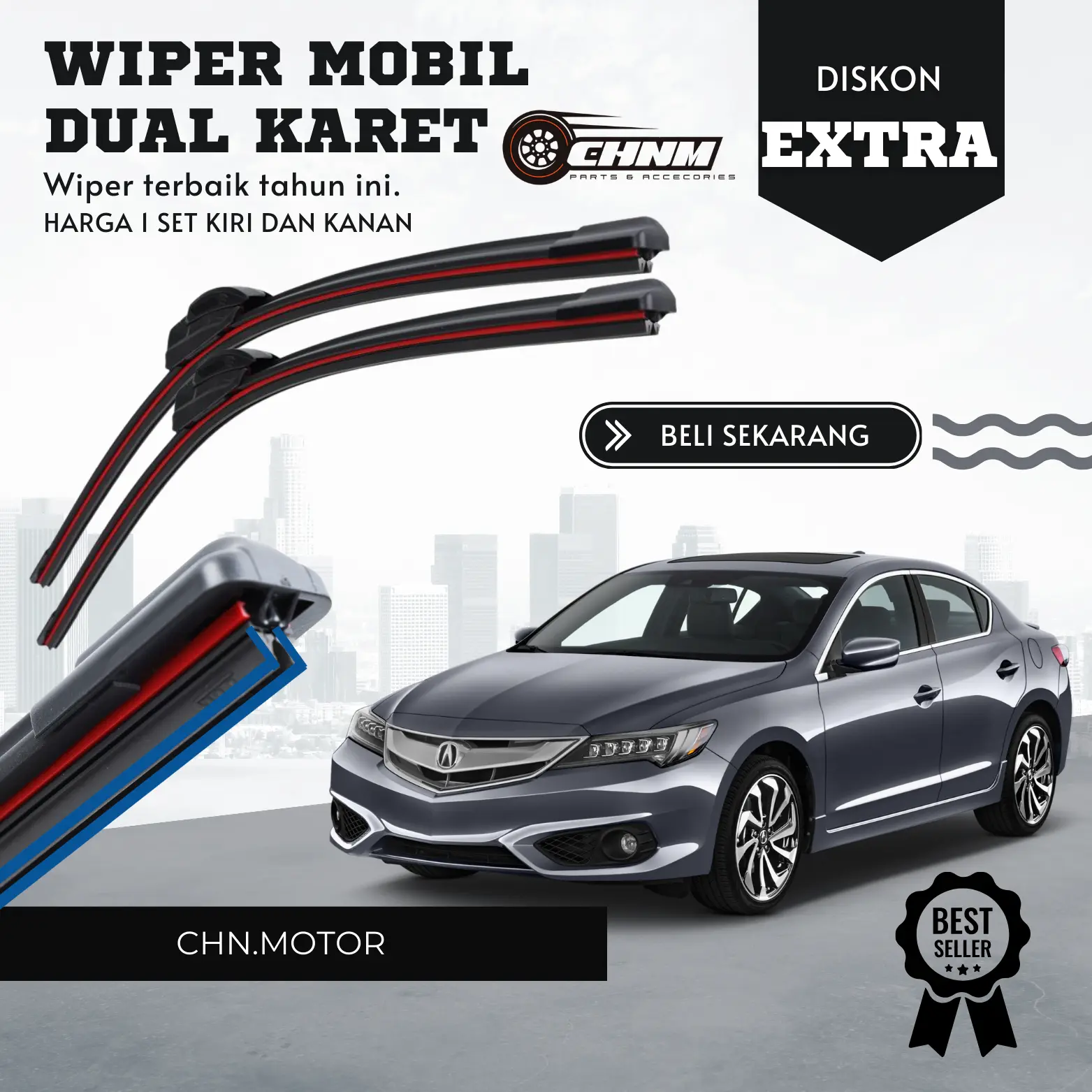 Wiper Dual Karet Blade Mobil 1 Set Kiri dan Kanan Wiper Universal Semua Jenis Mobil Karet Ganda Kaca Depan Pembersih Kendaraan