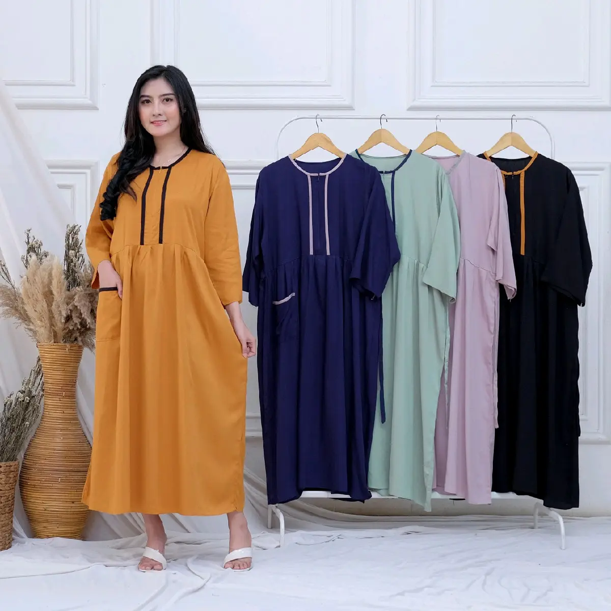 Setdress Polos Rayon twill Midi Dewasa
