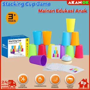Stacking Cup Game Mainan Edukasi Anak | Melatih Koordinasi Mata & Tangan dengan Cangkir Warna-Warni | Plastik Aman Fleksibel Tahan Lama
