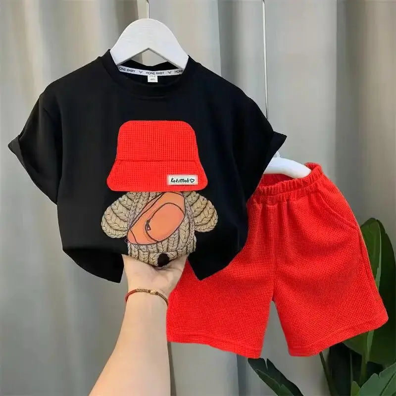 Setelan Baju Anak Laki-laki Lengan Pendek Kekinian - Fashion Terbaru