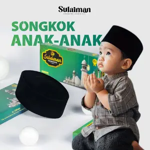 peci songkok Anak bayi balita laki laki hitam polos bahan bludru kopiah hitam nasiona Qualityl