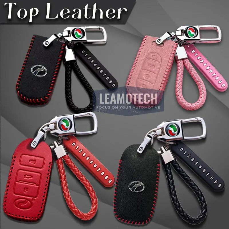 Perodua Leather Car Key Cover Bezza Myvi 2022-2023 Aruz Keyless Remote Case Alza Axia Ativa Kunci Key Case Accessories