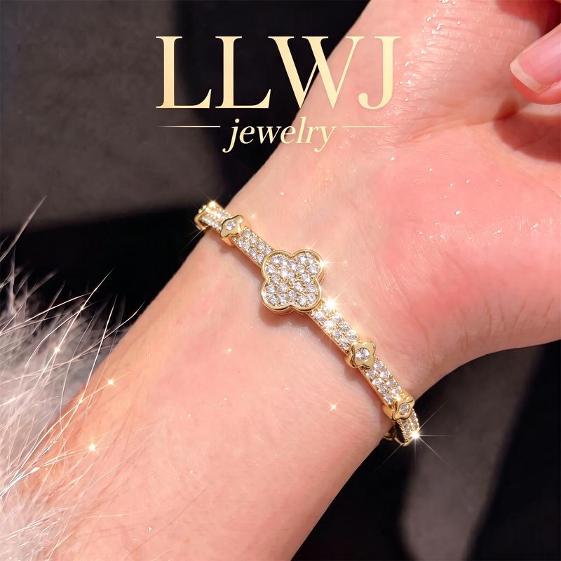 LLWJ Vòng tay nữ mở khảm zircon thiết kế nút thắt dây cao cấp nhẹ nhàng không…