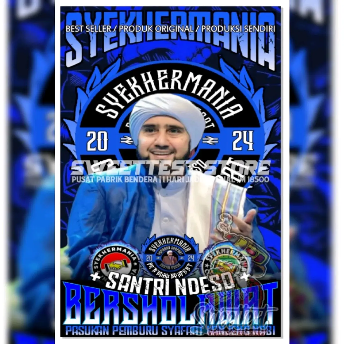 1 HARI JADI + FREE STICKER, BENDERA PRINTING CUSTOM SOLO, CETAK BANNER SYECKHERMANIA FULL PRINTING, CETAK GIANTFLAG PRINTING CUSTOM, BENDERA CUSTOM, BENDERA SHOLAWAT MURAH, HABIB SYECH, HABIB BIDIN, DESAIN MAFIA SHOLAWAT