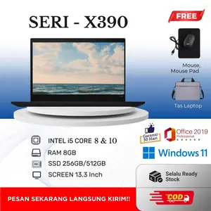Laptop Pilihan ID Seri X390 Intel Core i5 GEN 8 & 10 RAM 8GB SSD 256GB/512GB Layar 13,3 Inch Windows 11 Garansi 30 Hari Tas Laptop Gratis