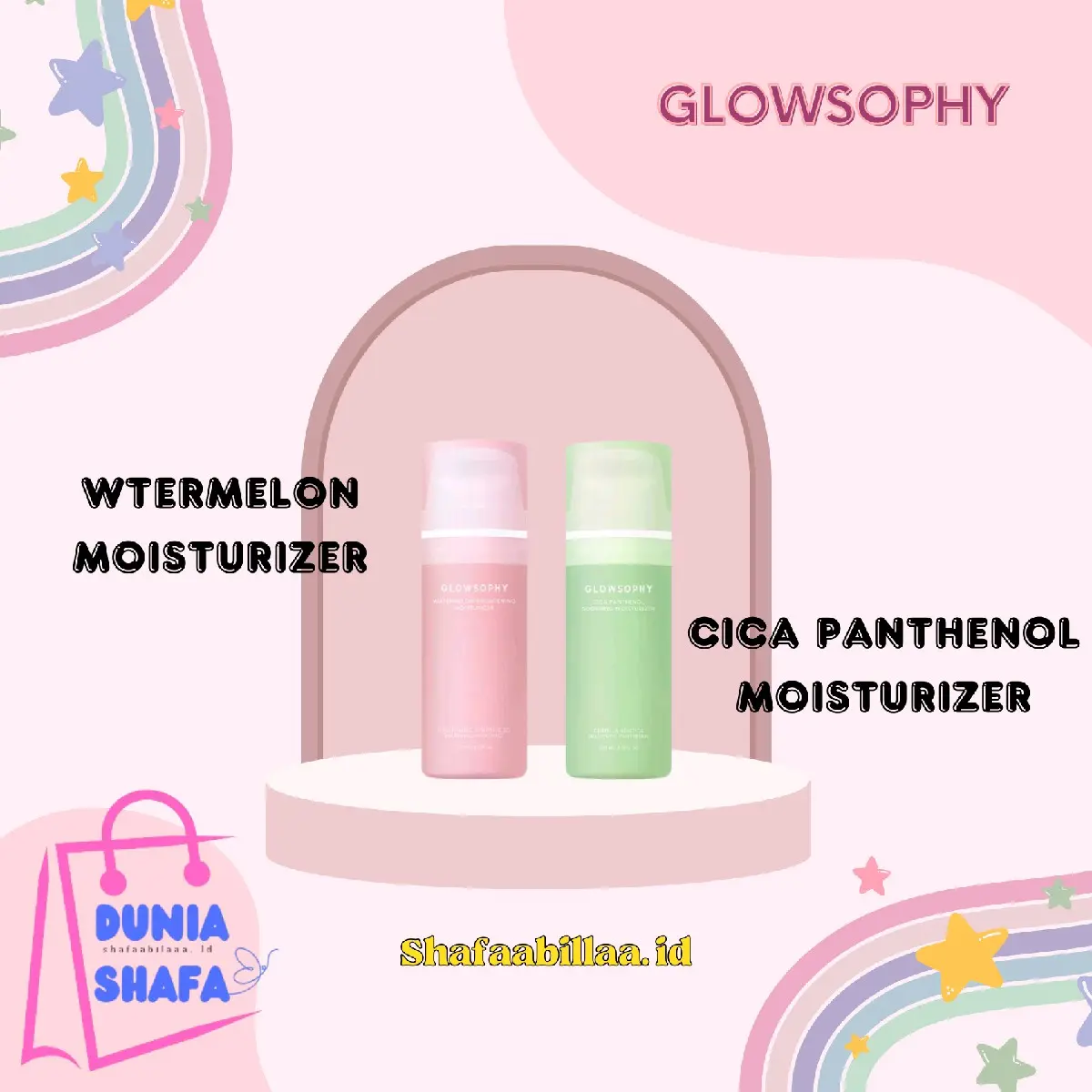 Glowsophy Watermelon Brightening Moisturizer - Glowsophy CICA Panthenol Soothing Moisturizer  Mencerahkan Wajah Perawatan Muka Berminyak Extract Ceramide Pelembab Pencerah