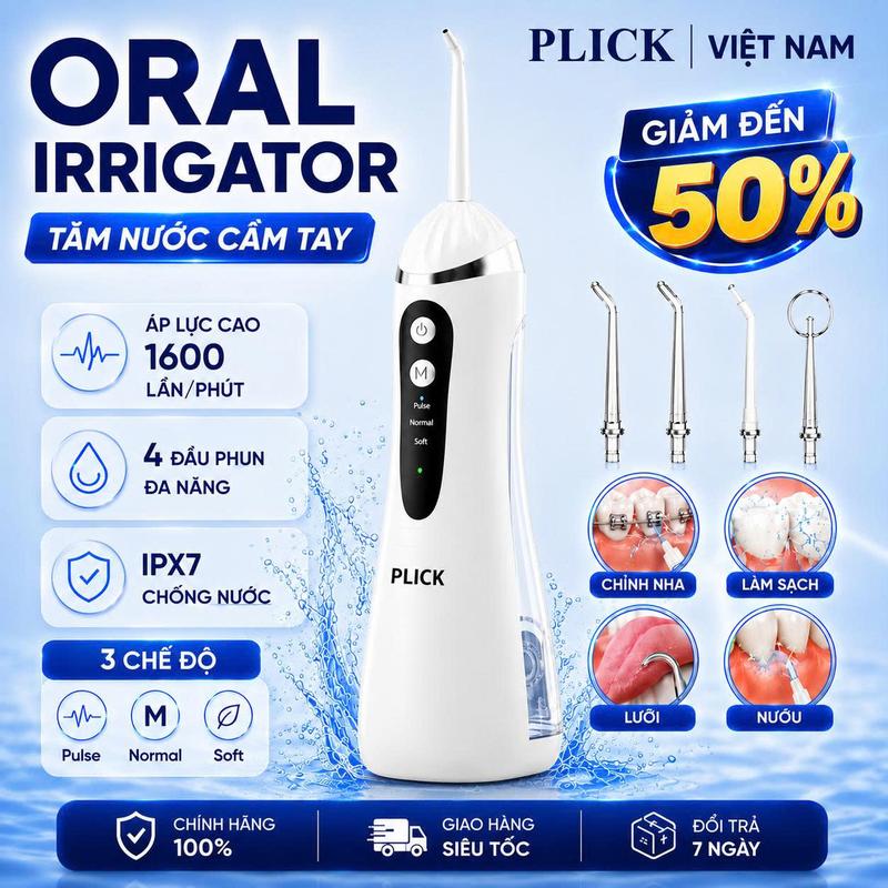 Máy Tăm Nước Cầm Tay PLICK Hỗ Trợ Việc Vệ Sinh Răng Miệng Của Bạn Một Cách Dễ Dàng Nhiều Chế Độ