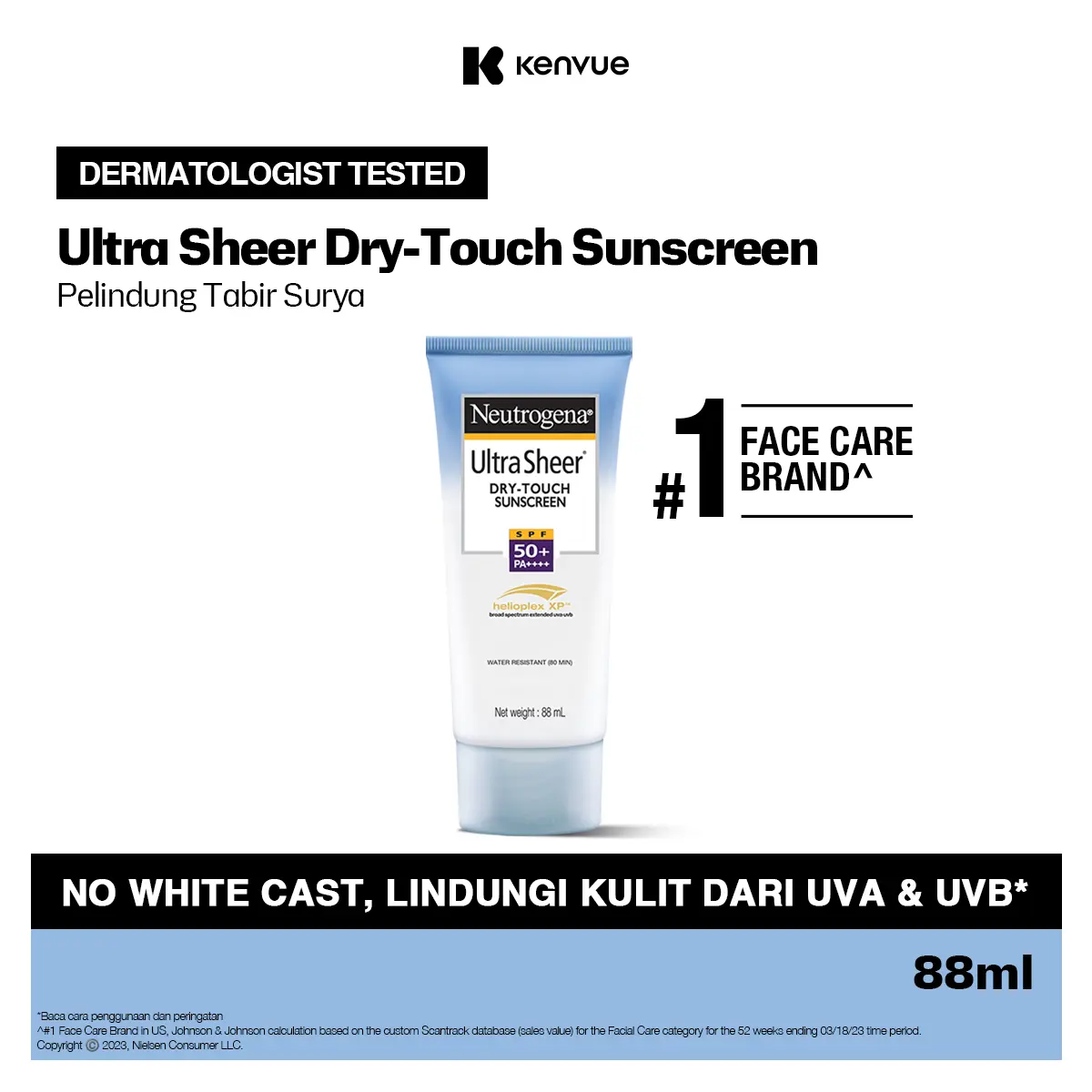 NEUTROGENA Ultra Sheer Dry 88ml - Touch Sunscreen SPF 50 - Sunblock Wajah