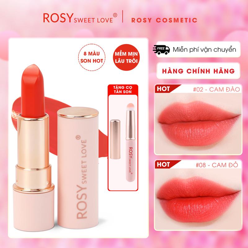 [LS] SON SÁP LÌ ROSY mới, Không Chì, Lên Màu Chuẩn, Dưỡng mềm môi, son lì, son dưỡng môi, son môi Trang Điểm Cosmetic Mỹ Phẩm Nữ Women [TẶNG CỌ TÁN SON]