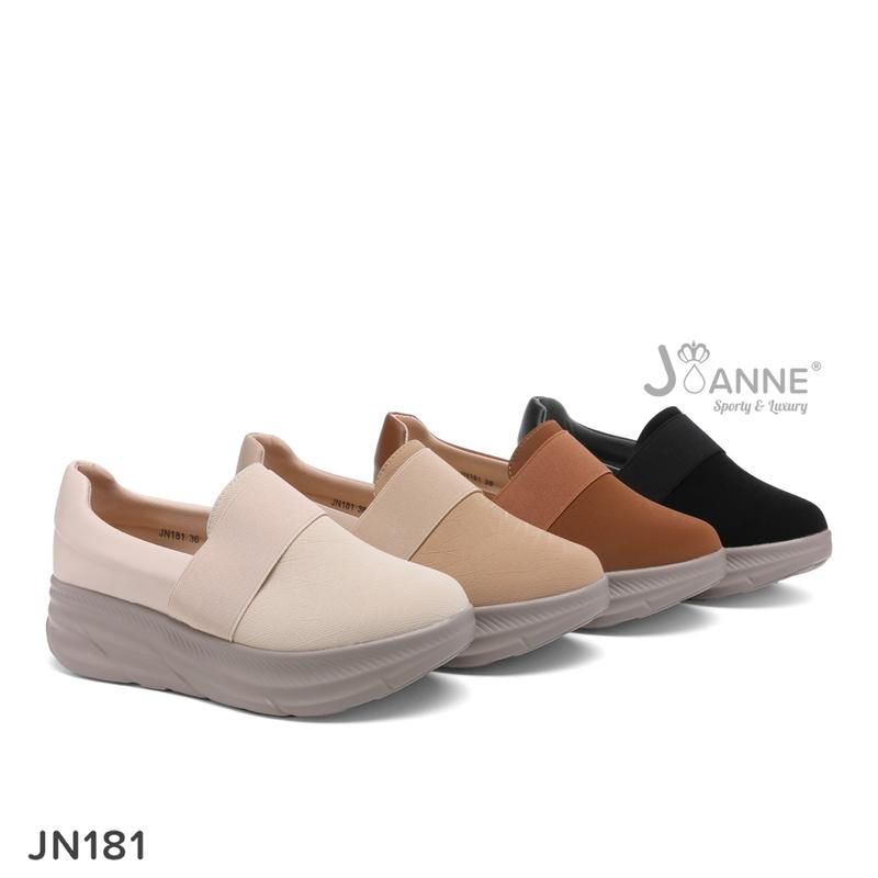 JOANNE Closed Toe Wedges Shoes Sepatu Wanita #JN181 Black Casual 1