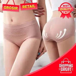 HARGA 3PCS !!! 25 gram W-CD001 Celana Dalam Wanita 3 Pcs Briefs Elastis Seamless Mid Waist