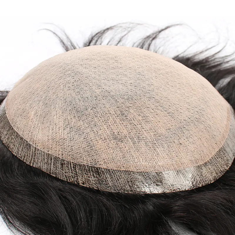 Hot Sale Male Hair Prosthesis Natural Black 15cm Length Toupee Men Hair Replacement System Unit Human Hairpiece for Men