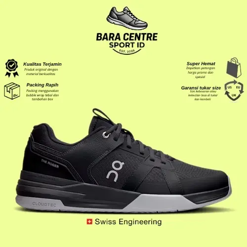 Sepatu Tenis Or Padel Shoes On cloud The Roger Club House Pro Black Eclipse Shoes