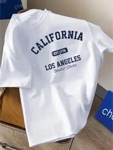 Kaos Distro Motif Simple California Est.1776 Atasan Oblong Lengan Pendek Pria Wanita Bahan Katun Combed 30s