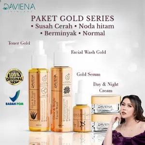 PAKET GOLD SERIES REPACKAGING DAVIENA SKINCARE | Wajah Beminyak | Perawatan Pencerah Wajah | Mencerahkan Muka Kusam | Pelembab | Memudarkan Flek