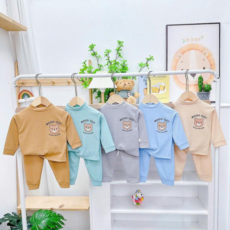 Combo 5 bộ thu đông Thun Tăm Mềm cổ cao 3 cm cho bé trai, bé gái từ 5-15kg(0-3.tuổi)