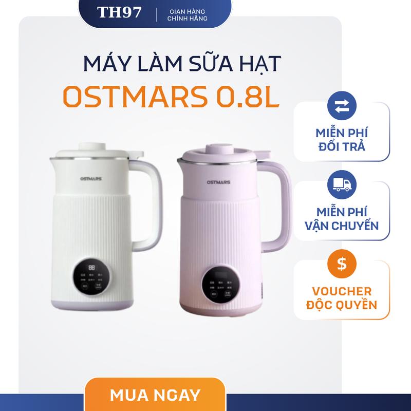 OSTMARS Máy Làm Sữa Hạt Mini 0.8L Model PBJ-001 Công Suất 600W Chế Độ Hẹn Giờ Đa Chức Năng An Toàn Dùng Nấu Cháo Miễn Phí Vận Chuyển Miễn Phí Đổi Trả Voucher Độc Quyền