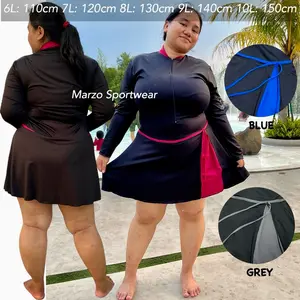 [JUMBO] BAJU RENANG JUMBO WANITA LENGAN PANJANG/ BAJU RENANG DIVING ROK WANITA BIG SIZE 10L 9L 8L/ DIVING RENANG JUMBO LD 150cm/ BAJU RENANG LENGAN PANJANG MUSLIM JUMBO