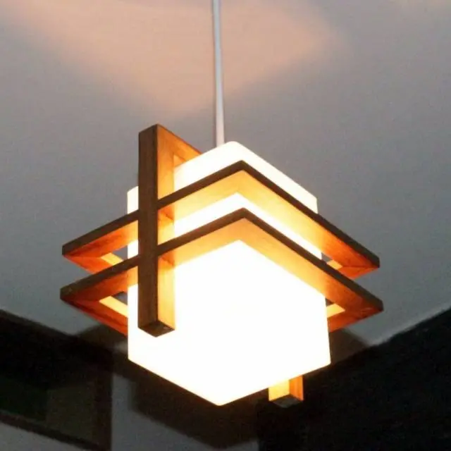 Kap Lampu Gantung Minimalis Kayu Jati 0