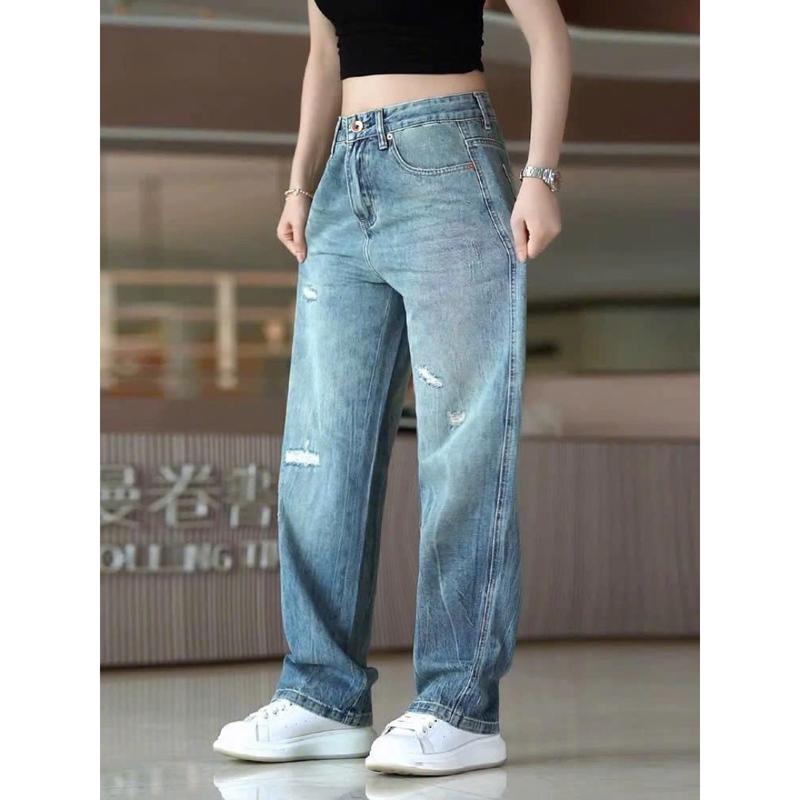 Quần Jean Nam Nữ Form Xuông Rộng Cạp Khoá Cực Hách Dáng Che Khuyết Điểm Tốt - Jean69