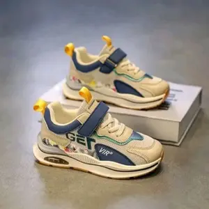 CANDU02.Sepatu Sneakers Anak-Anak Running Laki Laki & Perempuan UNISEX Sport Fashion Shoes Motif VIRZA HITAM KREM ABU kid03 Full Busa Foam FU Leather Premium