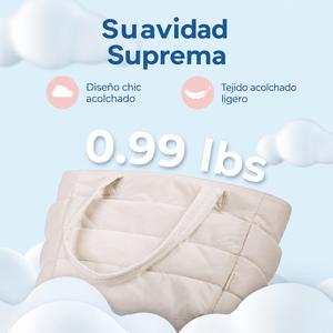 bolsa de mano de gran capacidad para mujeres, bolso de burbuja esponjoso, bolso de hombro para laptop, bolso de trabajo ligero, diseño de múltiples compartimentos, conveniente para viajes y almacenamiento de trabajo, cierre de cremallera, bolso duradero