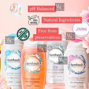 Femfresh Pencuci Penyelesaian Penjagaan Alat Sulit Wanita Intim Lembut Bebas Aditif Semula Jadi Seimbang pH Kulit Sensitif Menenangkan Segar Intimate Feminine Wash Hygiene Daily Antibacterial Odour Removal Sensitive Skin Care Wash pH Balanced Soap-Free