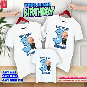 KAOS COUPLE FAMILY BIRTHDAY KAOS ULANG TAHUN / TEMA BABYBOS / KAOS COUPLE KELUARGA CUSTOM