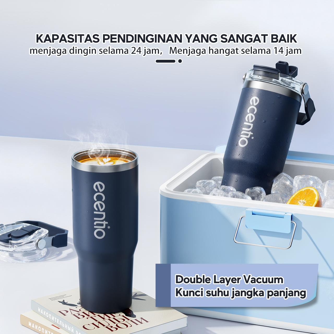 ecentio botol minum stainless steel 1200ML Termos tahan panas dingin 24 jam Kapasitas besar Outdoor protable tumblr aesthetic air botol
