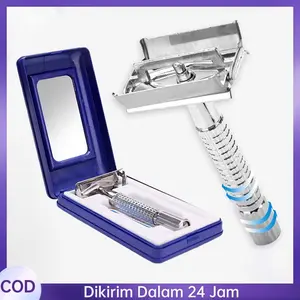1pcs Alat Cukur Razor Pisau Cukur Manual Manual Gagang Besi Razor Kumis Isi Ulang Engurisan Kumis Alat Cukuran