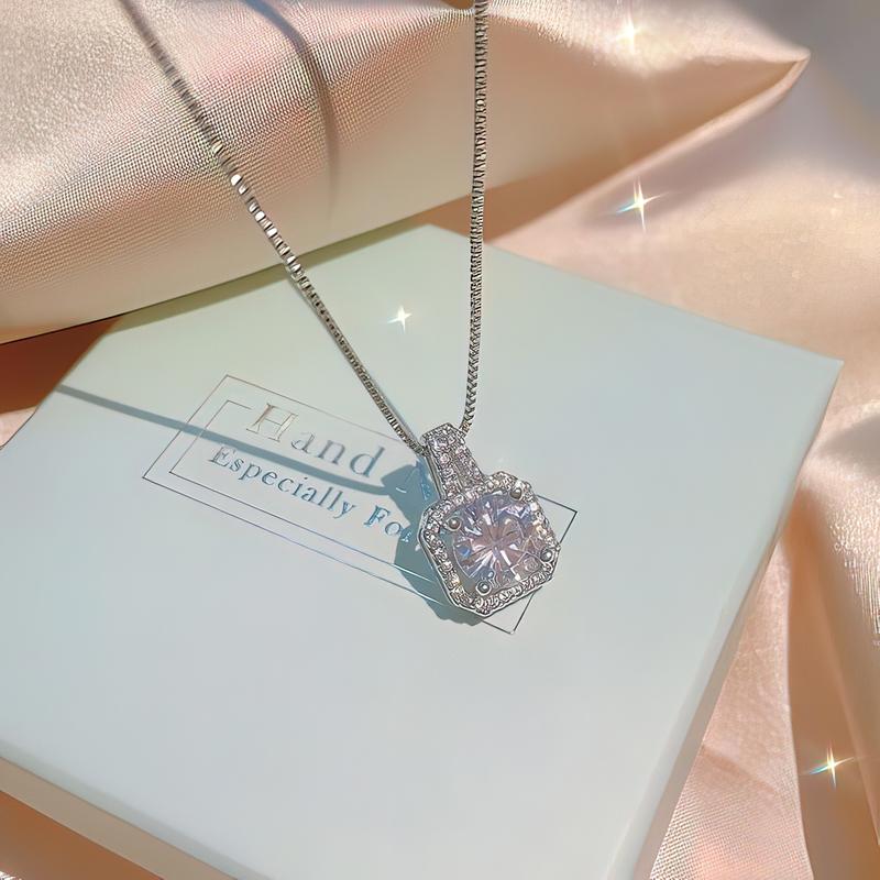 Kalung Modis moissanite 1ct berlian Moissanite desain persegi 1