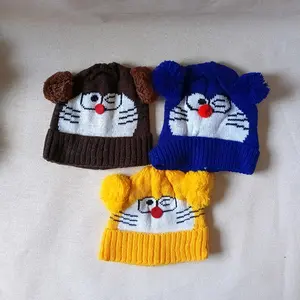 TOPI KUPLUK POMPOM ANAK BAYI MOTOF DORAEMON