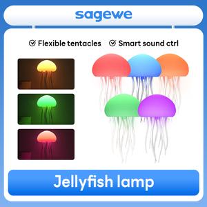 Lampu Obor-obor Terapung, Sagewe, Lampu Kawalan Suara Pintar, Lampu Pengecasan LED Ambien, Kecerunan RGB, Lampu Samping Katil Obor-obor, Lampu Meja Obor-obor boleh dicas semula, dengan Penderia Sentuhan, Sesuai sebagai Hadiah Krismas