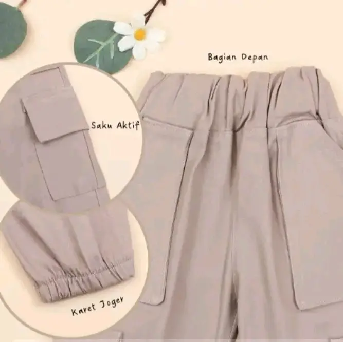 Celana Panjang Cargo Jogger Anak Perempuan & Laki-Laki Umur 2-9 Tahun Bahan Katun Twill Cinos Stretch Nyaman Dipakai Seharian Celana Fashion Bayi Unisex 6