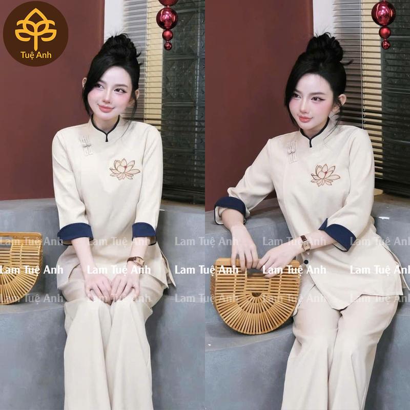 [LHY1] Đồ lam đi chùa pháp phục "Liên Hoa Y" vải cotton lạnh